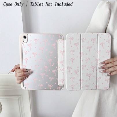 1pc Sweet Pink Bow Pattern Tablet Protective Case - Ideal For Romantic Enthusiasts And Cute Style Pursuers, Flip-Cover Tablet Protective Case With Pen Slot, Suitable For 10.9/10.2/Air 5th Gen/Pro 11/10th Gen/9.7/Air 2/ (7th Gen)/ (8th Gen)/ Air 4/5/ Pro 11/ 10th Gen 10.9 Inch 2022 Smart Protective Cover