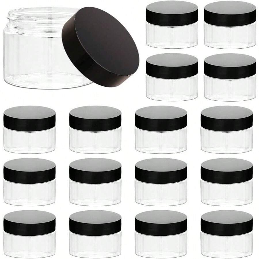 16 Pieces 1oz Plastic Container Jars With Inner Liners And Lids Leak - Proof Cosmetic Container Lotions, Making, Kitchen Use, Bath Salt, Travel Make Storage - 黑色 - 查看 1