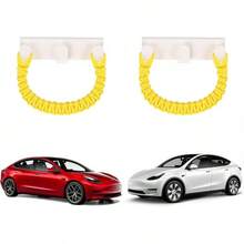 Ganchos para asiento trasero de coche, organizadores para bolsos, bolsos, abrigos, gancho para el techo, asas de agarre, ganchos de ayuda para niños mayores, se adapta a Tesla modelo 3, modelo Y X - Blanco y rosa (White and Pink) - Ver 17