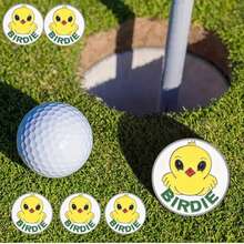 高尔夫球标记套装（多种图案可选），6个装，包含高尔夫球帽夹和草皮修复工具，男女高尔夫球手适用。