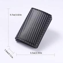 1pc Anti-Theft Men's Card Holder, Ultra-Thin Carbon Fiber Auto Pop-Up Card Aluminum Alloy Card Case, Solid Color PU Leather Wallet