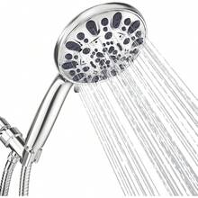 LZYMSZ Shower Head With Handheld Spray, 7 Spray Settings High Pressure Removable Showerhead With Stainless Steel Hose, Hand Held Shower For Bathroom, RV Camper Travel Use, Chrome - Chrome - 查看 1
