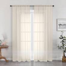 OWENIE Sheer Curtains 72 Inches Long 2 Panels Set, Light Filtering Sheer Curtain Rod Pocket Clear Drapes For Living Room Bedroom Window Sliding Door, Each 42 X 72 Inch, Cream,42inchWx72inchL(Packof2),Cream - Cream - View 1