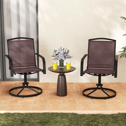Homasis Patio Swivel Chairs Set Of 2 W/ High Back & Round Metal Base For Backyard