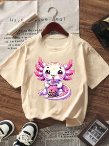 3pcs/Set Tween Girls' Printed Short Sleeve T-Shirts, Suitable For Tween GirlsSummer Tops - Multicolor - View 3