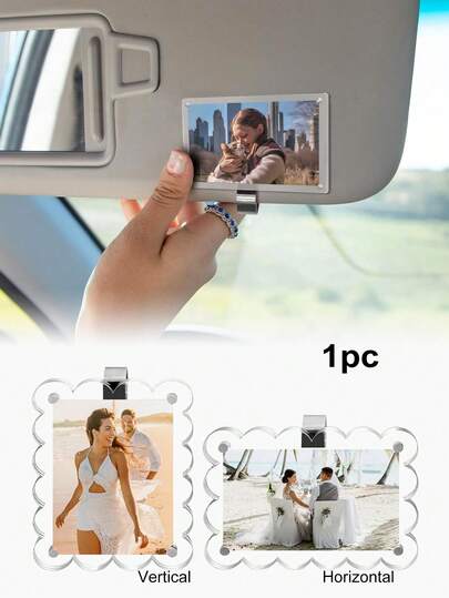 Acrylic Photo Frame Car Sun Visor - Personalized DIY Car Decor - Fits Couple, Family And Friend Photos - Easy Installation, Ideal Gift For Valentine's Day, Anniversary Or Special Occasions - Add A Unique Touch To Your Car Interior, Durable Material For Long-Term Use