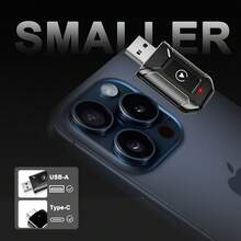 二合一无线 CarPlay 和 Android Auto 适配器 - 即插即用 CarPlay 加密狗转换器，快速自动连接，无延迟，紧凑设计，适用于带 USB/USB-C 端口的 和 Android 设备，支持 Android 无线 CarPlay，汽车音响升级，现代汽车配件，高品质音频。