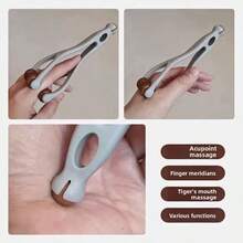 木质手指塑形按摩滚轮夹 - 手部关节及穴位理疗工具，用于经络舒缓和手指修整 - 米色 - 查看 5