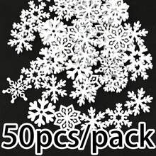 (50 piezas) Copos de nieve navideños, piezas de madera multicolores, formas mixtas, copos de nieve de madera, adornos navideños, colgantes, - Multicolor - Ver 5