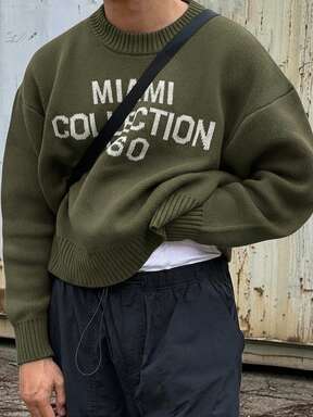 بلوفر كاجوال فضفاض للرجال مع طباعة جرافيك، رقبة طاقم، أكمام طويلة، متعدد الاستخدامات للربيع والخريف والشتاء