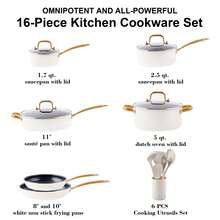 Caannasweis 15 Pieces Ceramic Pots And Pans Set Nonstick Cookware Set With Dutch Oven, Frying Pan - 黑與白 - 查看 2