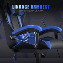 GartistGo Ergonomic Gaming Chair, With Cushion And Adjustable Backrest For Adults, Rotatable And Stable - Blue - View 6