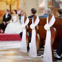 Wedding Aisle Decorations For Ceremony Church Decorations For Weddings Party Bench Pew Aisle Decor - trắng - Xem 4