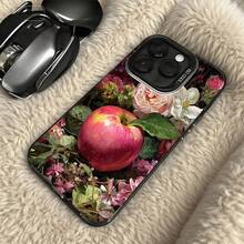 Funda de Teléfono Diseño Floral Rosa de Apple para Modelos de  y  Adecuada para Todas las Estaciones Opción de Regalo Ideal - Negro - Ver 5