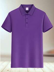 Tricou polo pentru femei, culoare solidă, mânecă scurtă, casual, fitness, exterior, tricou polo de golf cu mânecă scurtă și guler, tricou polo și tricou pentru exterior - Mov închis - Vizualizare 3