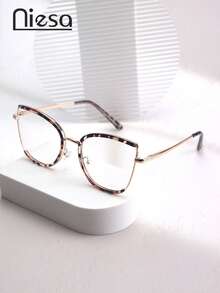 1 par de gafas con montura de metal con forma de ojo de gato, estilo europeo y americano, para usar con computadora, teléfono y uso diario - Multicolor - Ver 4