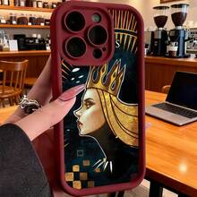 Funda de Teléfono Diseño de Arte Reina de Espadas para  14 Pro Max  13  12  Galaxy S23 S22 S21 Protector de Teléfono Funda de Pareja Regalo para Él y Ella Regalo de San Valentín Cumpleaños - Burdeos - Ver 7