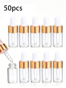 50/30/10/5pcs Set Rose Gold Mini Glass Dropper Bottles, Refillable Transparent Essential Oil Bottles With Dropper, Travel Size Vials, Tincture Bottles With Caps, Suitable For DIY Cosmetics, Perfume, Liquid Samples, Travel, Home Decor, Weddings, Parties, Birthdays, Gifts For Men, Parents, Friends, New Year, Accessories, Fun Gifts, Travel Essentials - Pink - View 23