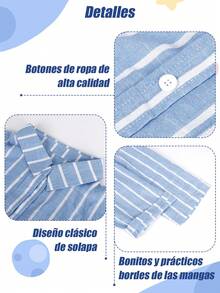 Camisa casual para mujeres con rayas y bloques de color y mangas enrolladas para vacaciones, Blusa casual de manga larga con estampado de rayas de punto, nueva llegada de otoño para mujeres, camisa azul de manga larga con bolsillo y ajuste ceñido para mujer - Azul - Ver 9