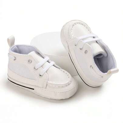 Soft Sole Lace-Up Casual Prewalker Shoes For Babies 0-1 Years Old, Spring/Autumn