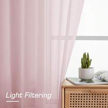 OWEINE Sheer Curtains 78 Inches Long 2 Panels Set, Rod Pocket Fimly Voile Solid Blush Window Curtain Panels For Living Room Bedroom, Soft Voile Sheer Curtains & Drapes, Total 78 Inches Width,42inchWx78inchL(Packof2),Blush - 臉紅 - 查看 4
