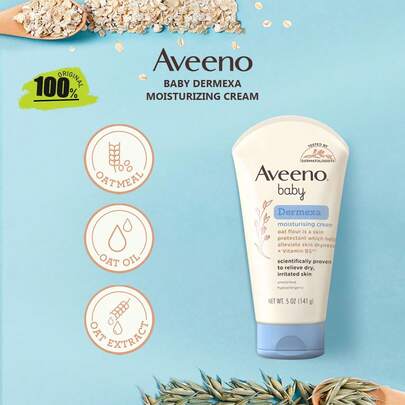 Aveeno Baby Dermexa 保湿霜，质地丰润，柔滑易涂抹，温和不油腻，多效修护，强化肌肤屏障，适用于婴幼儿肌肤，日常护肤，韩妆，韩国彩妆，141克/4.97盎司。