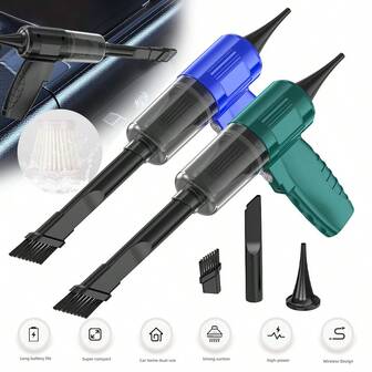 Portable Handheld Mini Vacuum Cleaner With Cyclonic Suction, Multi-Purpose Cordless Dust Blower For Office/Home/Car, USB Rechargeable With Lithium Battery, 2000mAh, Accessory Kit & Fabric Filter Included