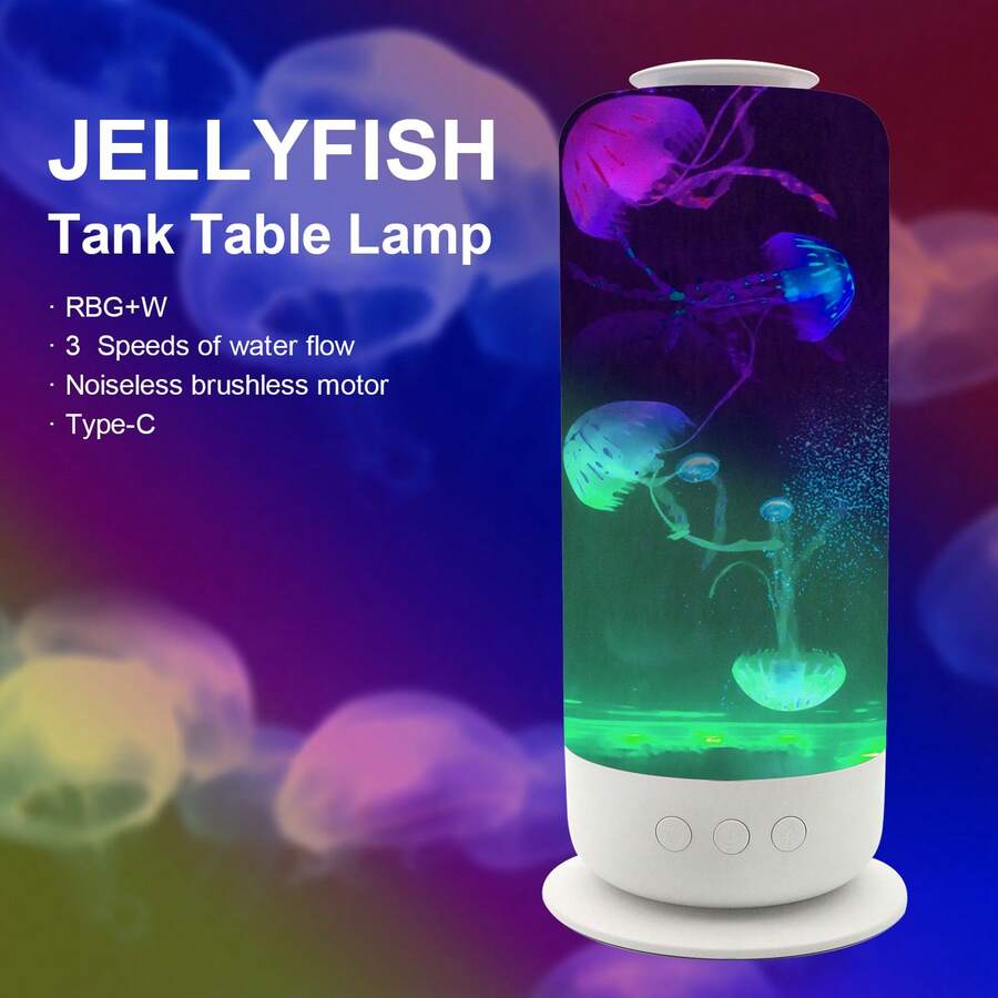 Jellyfish Lamp 2.5L USB Plug-In Jellyfish Light Lamp, LED Color Changing Jellyfish Aquarium With Speed Control & 8 Light Modes, Mood Lamp For Home Office Room, Unique Gift Idea,Great For Gifting,Best Gift For Her/Him - 白色 - 查看 1