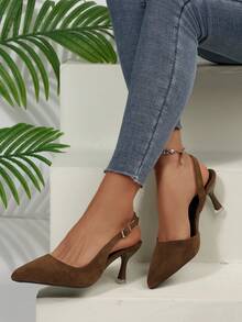 Women's Pointed Toe Buckle Design Fashion High Heel Sandals For Daily Wear - Rust Brown - View 2