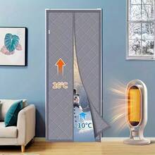 Winter Waterproof And Windproof Warm Door Curtain, Suitable For Bedroom Door Curtain, Home, Living Room, Kitchen, Door, Etc., Magnetic Household Door Curtain, No Drilling, Easy To Install, Encrypted Warm Door Curtain, Thickened Household Air Conditioning Heat Insulation And Windproof Magnetic Cold Separation Curtain - 咖啡棕 - 查看 10