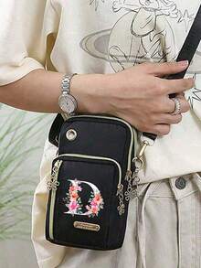 Bolso cruzado multifuncional con estampado floral de A a Z, bolso para teléfono de mujer, mini bolso cruzado, monedero vertical, bolso de cintura para deportes/muñequera para correr, mini bolso cruzado casual para teléfono con orificio para auriculares, bolso de hombro/bolso multiusos, adecuado para artículos esenciales diarios, actividades al aire regalos, bolsos personalizados de moda, ideal para entusiastas de la moda, viajeros, intercambio de artículos pequeños, regalos del Día de San Valentín, regalos del Ramadán, regalos de Pascua - Multicolor - Ver 8