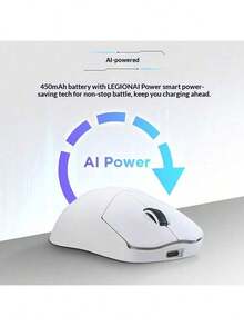 Mouse para jogos/escritório Lenovo Legion M6X Pro 8K, leve e recarregável, com conectividade Bluetooth 2.4G de baixa latência e três modos, chip PAW3395 e 26.000 DPI. - Branco - Ver 6