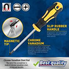 12pcs Magnetic Screwdriver Set, 5 And 5 Flat Head Professional Cushioned Handle Screwdrivers, Plus 2 Key Screwdrivers - Yellow Black - View 6