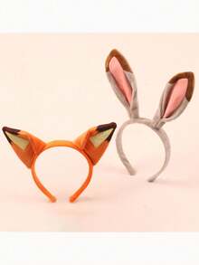 Nick Wilde Fox Headband, Judy Hopps Bunny Ear Hair Clips, Cartoon Character Headpieces For Park Photo Shoot - Multicolor - View 1