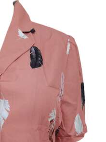Blusa casuale con stampa a motivi casuali e maniche corte, da donna in taglie comode, top estivo - Rosa - Visualizzare 2