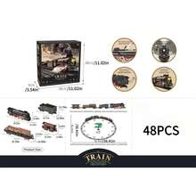 1 Set ca. 80cm Vintage Dampflokomotive Spielzeug, Farbschema schwarz & rot + mehrere Waggon-Kombinationen, manuelles Umschalten + seitliche Verschlüsse, Nebelbeleuchtung & Soundeffekte, USB aufladbar, anschließbare Personen-/Fracht-/Öltank-/Kohle-/Holzwaggons, Lernspielzeug für Jungen ab 6 Jahren, geeignet als Weihnachts-/Geburtstags-/Halloween-/Erntedankfest-Geschenk - Verschiedenfarbig - Übersicht 6