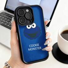 Funda de teléfono con impresión de Cookie Monster y texto para  15 Pro Max,  14 Pro,  13,  12,  Galaxy S23, S22, S21, protector de teléfono, funda de pareja, regalo para novio, novia, regalo de vacaciones - Burdeos - Ver 3
