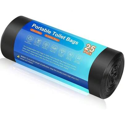 25 Portable Camping Toilet Bags,  Compostable Thickened For 5 Gallon Bucket Toilet,25PCS