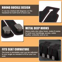 Twilight cochera reposacabezas de coche, paquete de 2 ganchos dobles de piel para el respaldo del asiento de coche, para bolso, bolsa de comestibles, gancho para cartera 2 en 1 mejorado, accesorios de - 1 - Ver 4