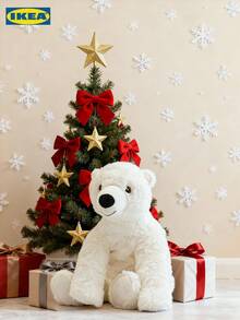 IKEA 1 supermiękka i słodka, biała poduszka-pluszak polarny, SNUTTIG, świąteczna pluszowa zabawka, dekoracja domu, świąteczna lalka, urocza ozdoba pokoju, przedmiot do spania, prezent świąteczny dla dziewczyny, rodziny i przyjaciół, prezent urodzinowy, 29 cm długości, kolor biały. - Biały - Zobacz 1