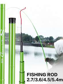 SOUGAYILANG 1 PC Telescopic Fishing Rod Hand Pole 2.7/3.6/4.5/5.4M Options Ultra Light And Portable For Grass Carp, Crucian Catfish For Stream Fishing &Reservoir - Green - View 2
