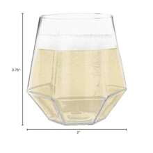 DHomeyGear 6 Pack Plastic Diamond Shaped Wine Glasses  Clear Goblets Steml 12 Oz Disposable Elegant Drink Cups For Parties Wedding Receptions Fancy Reusable Tumblers For Easy CleanUp - Clear - View 6
