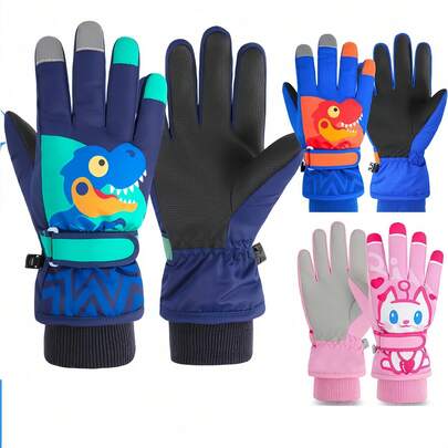 Kids Outdoor Adventure Gloves: Thermal Lined Snow Gloves, Suitable For 4-12 Years Old Boys And Girls - Ideal For Winter Skiing And Snow Sports