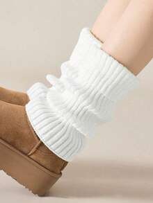 1/5 双女士护腿套，白色针织保暖小腿袜，适合秋冬季节。女士堆堆袜，保暖，袜口防漏气，粗针织细节，柔软保暖，时尚叠穿，秋冬季必备。 - 彩色 - 查看 8