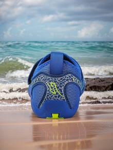Kids Summer New Aqua Shoes, Random Animal Print, Breathable Mesh Upper, Low-Top Hook And Loop, Quick-Dry Barefoot, Boys Beach/Swimming Shoes, Rubber Non-Slip Sole, Outdoor Cycling, Indoor Fitness Yoga Running Jumping Multifunctional Training Shoes - Blue - View 6