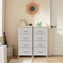 Sweetcrispy Drawer Organizer Dresser With Removable Fabric Bins & Sturdy Steel Frame/Wood Top - Tall Bedside Table Suitable For Bedroom, Dorm, Living Room - Màu Xám nhạt - Xem 8