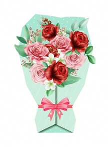 3pcs (Random Style) 3D Greeting Cards For New Year, Holiday, Floral Bouquet, Valentine's Day, Christmas, Thanksgiving, Message Cards, Gifts