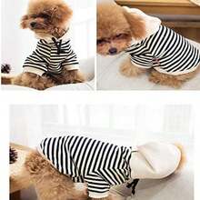 Pet Clothes Dog Black and White Striped Cotton Hoodie Sweater Two-egged Clothes Cotton Jacket Sweatshirt Coat for Puppy, Medium Dog, Cat(XS) - Multicolor - Ver 5