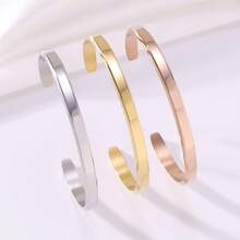 18K Plated Stainless Steel C-Shaped Bangle Bracelet, Adjustable Size, Personalized Design, Suitable For Men And Women