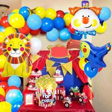 4/82件套嘉年华马戏团气球拱门和花环套装，包含狮子、啄木鸟、爆米花、小丑、星星形状以及红蓝黄气球，适用于生日派对、嘉年华主题装饰、马戏团主题、派对用品、狂欢节、忏悔星期二、节日、派对、化装舞会、游行、庆祝活动。 - 彩色 - 查看 5